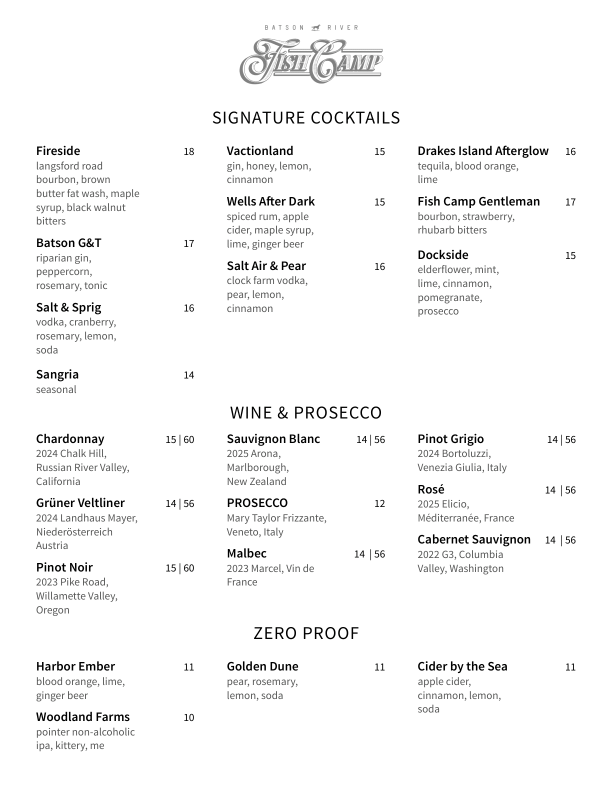Wells Fall 2026 Menu